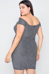 Plus Size Ruched Draw String Center Mini Glitter Dress