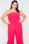 Plus Size Buckle Cut-out Sleeveless Wide Leg Jumpsuit