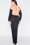 Plus Size Ribbed Black Maxi Dress