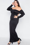 Plus Size Ribbed Black Maxi Dress