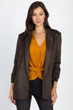 Mid Length Faux Suede Blazer