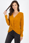 Twist Hem Brushed Knit Top