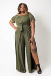 Plus Size Crop Top Pant Set