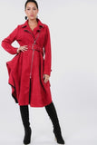 Faux Suede Coat with Waist Belt