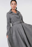 Faux Suede Coat with Waist Belt