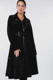 Faux Suede Coat with Waist Belt