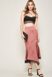 Solid Woven Midi Skirt