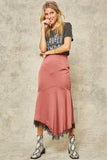 Solid Woven Midi Skirt