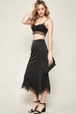 Solid Woven Midi Skirt