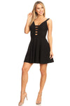 Solid Fit And Flare Dress With Back Zipper Closure, Cutouts, And Spaghetti Straps