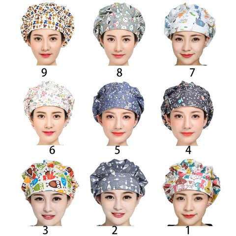 Floral Print Adjustable Scrub Hats