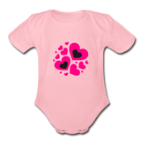 Hearts Organic Short Sleeve Baby Bodysuit - light pink